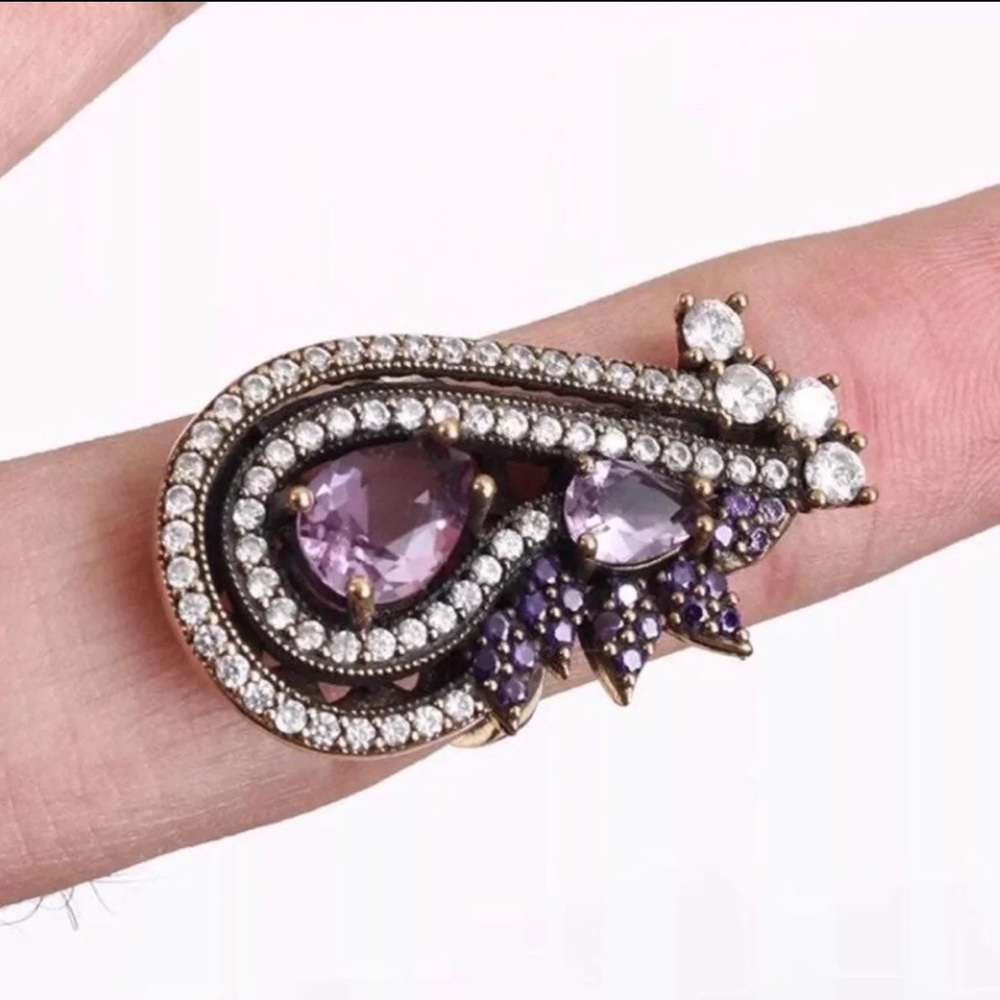 Sultan Ottoman Silver Amethyst Topaz Ring Size 7